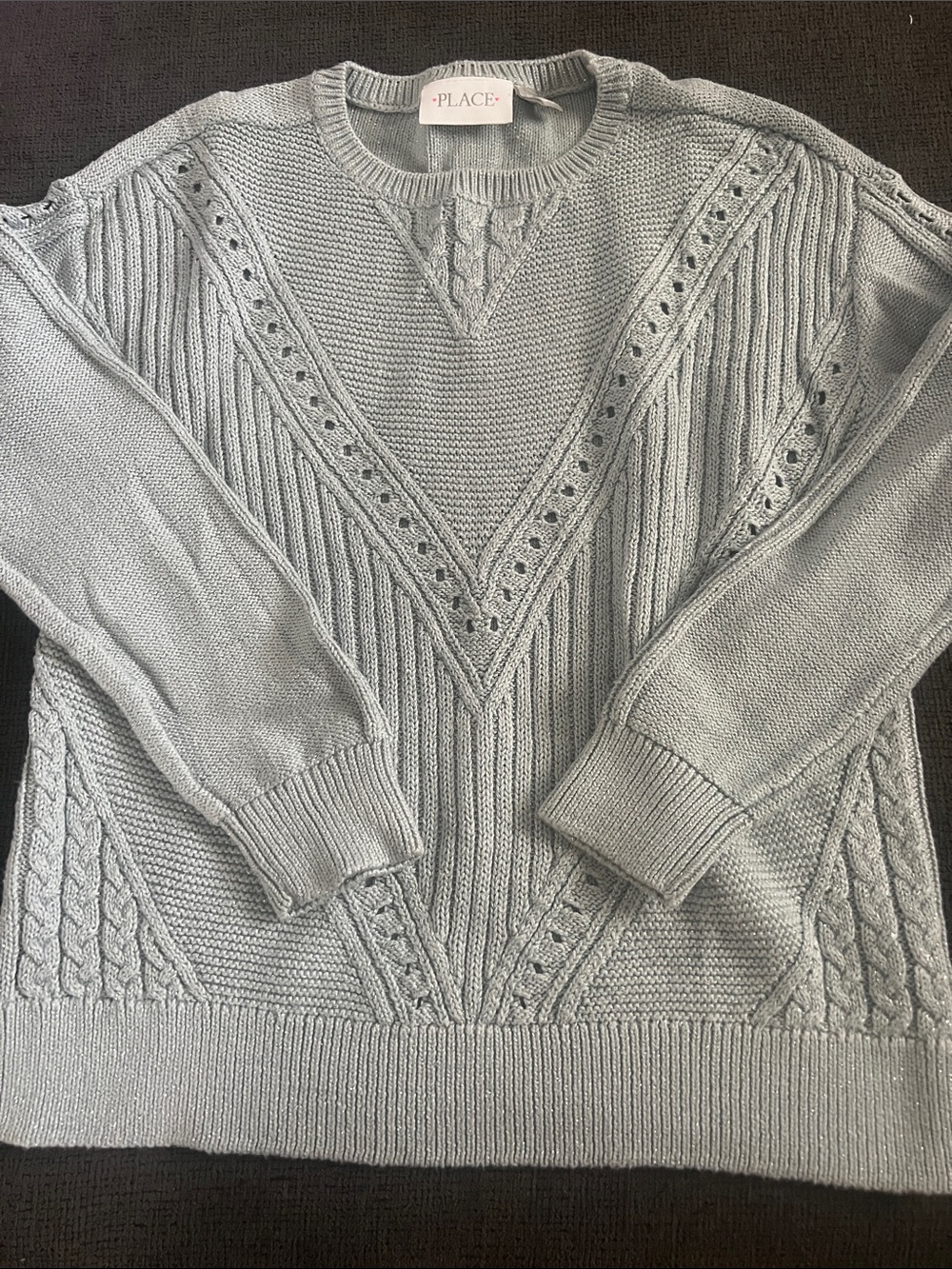 The Children's Place Pale Blue Cable Knit Crewneck Sweater